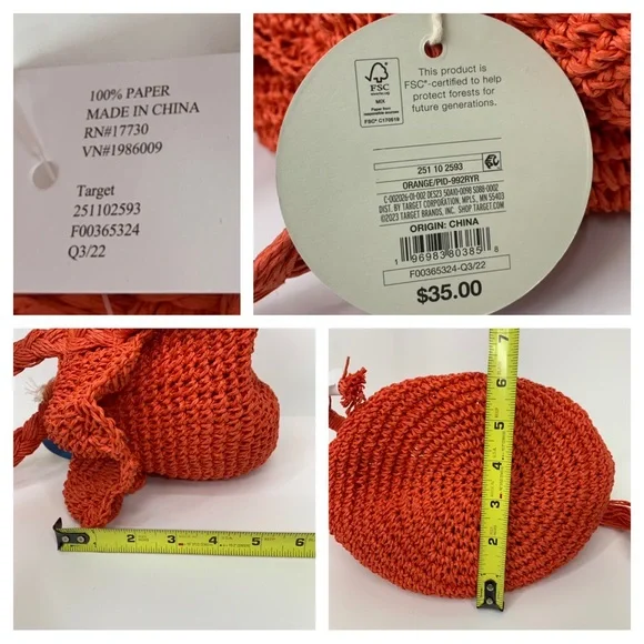 Rhode For Target Orange Crocheted Bucket Bag Crossbody Purse With Free Pouch Nwt - Picture 11 of 16